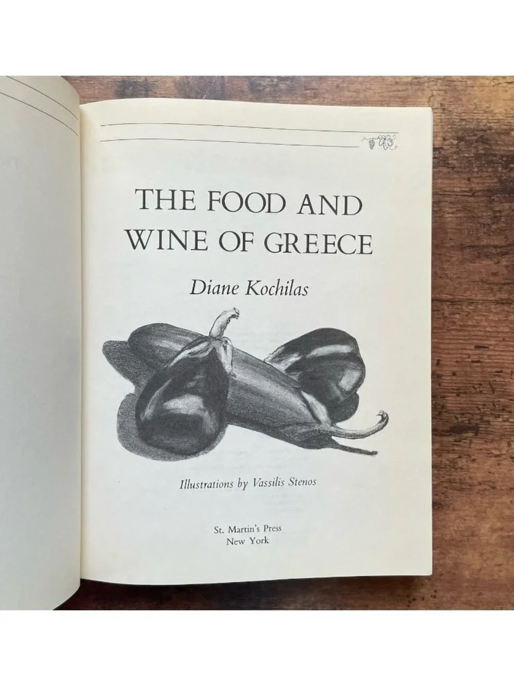 The Food and Wine of Greece Vintage Greek Cookbook HC Diane Kochilas 1st Ed